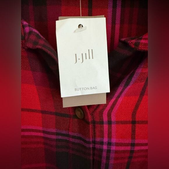 NWT J. Jill Red & Black Plaid Buffalo Check Flannel Button Up Shirt - Size 3X - Picture 5 of 7